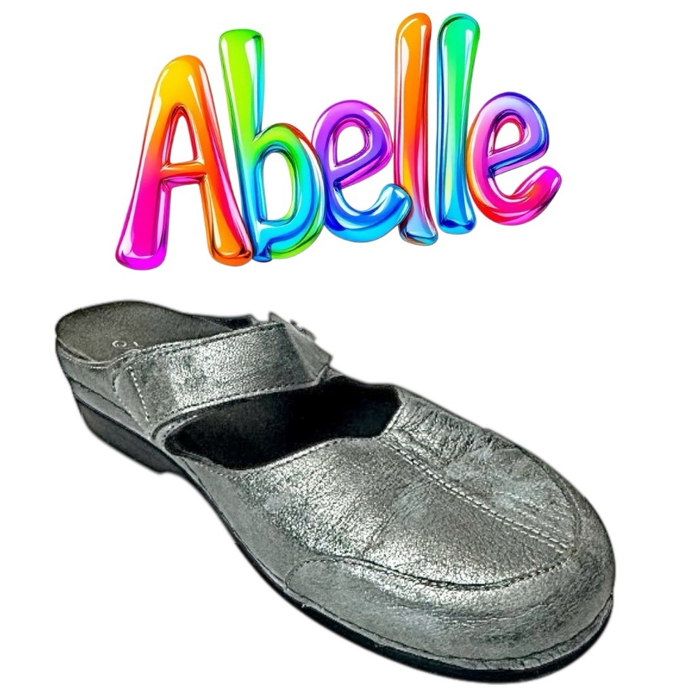 Abelle Comfort Silver Mary Jane Shoes Velcro Strap Womenโs Size 39 EU / 8.5 US